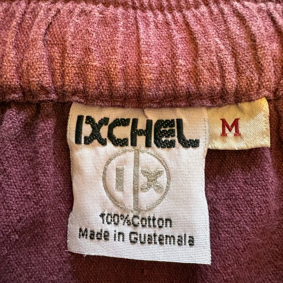 Ixchel Bohemian Guatemalan Burgundy Harem Pants in 100% Cotton - Picture 2 of 5